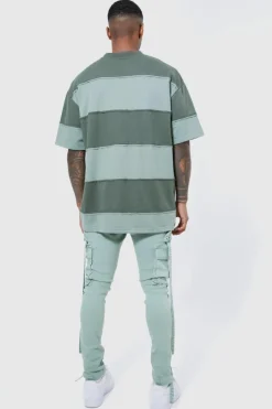 Cheap boohooMAN Super Skinny Stretch Strap Detail Cargo Jeans sage
