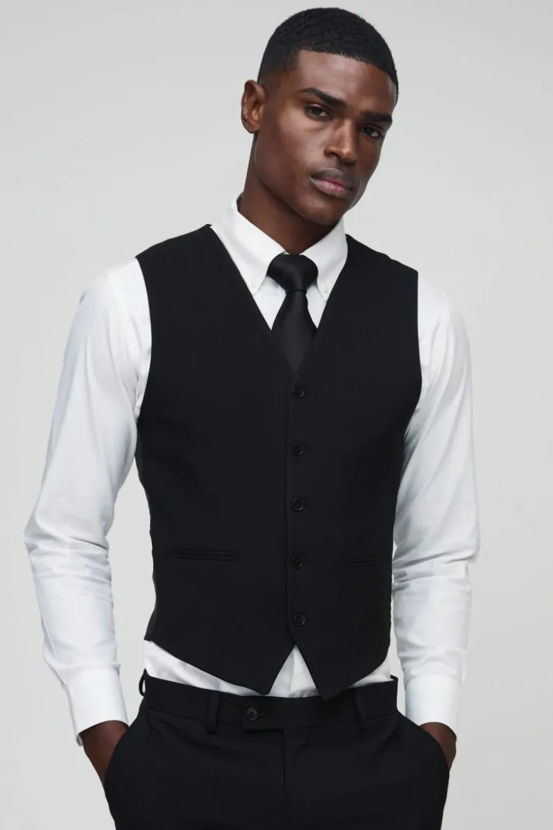 Clearance boohooMAN Super Skinny Waistcoat black