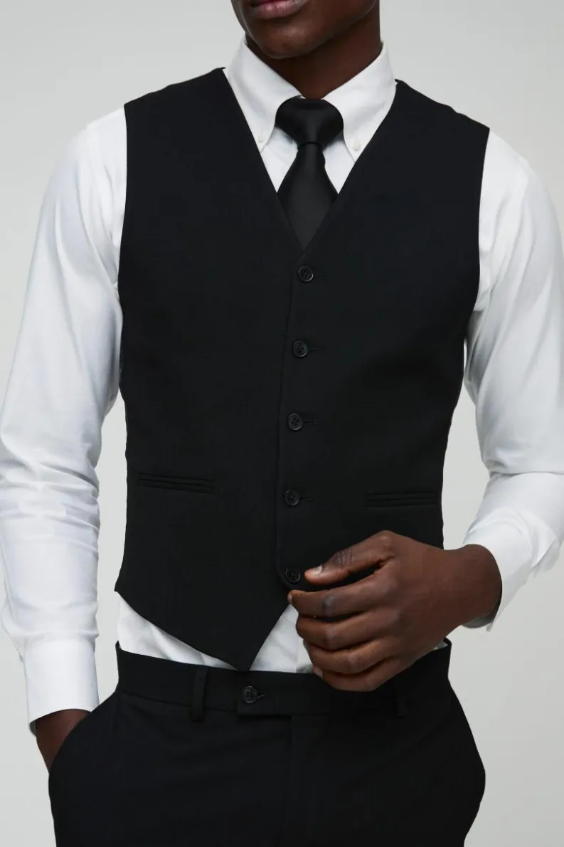Clearance boohooMAN Super Skinny Waistcoat black