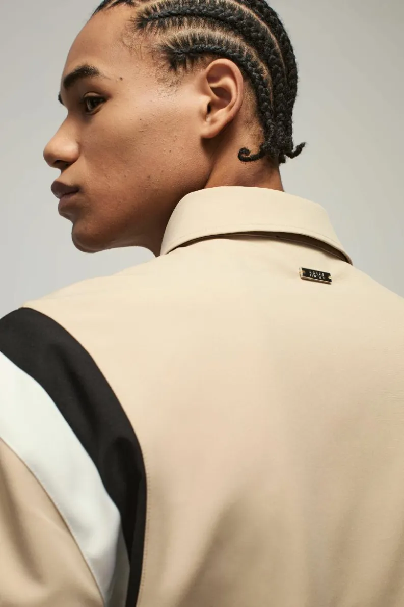 Store boohooMAN Tailored Collared Varsity Bomber Jacket stone