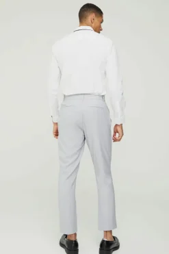 New boohooMAN Tailored Marl Tapered Trousers grey