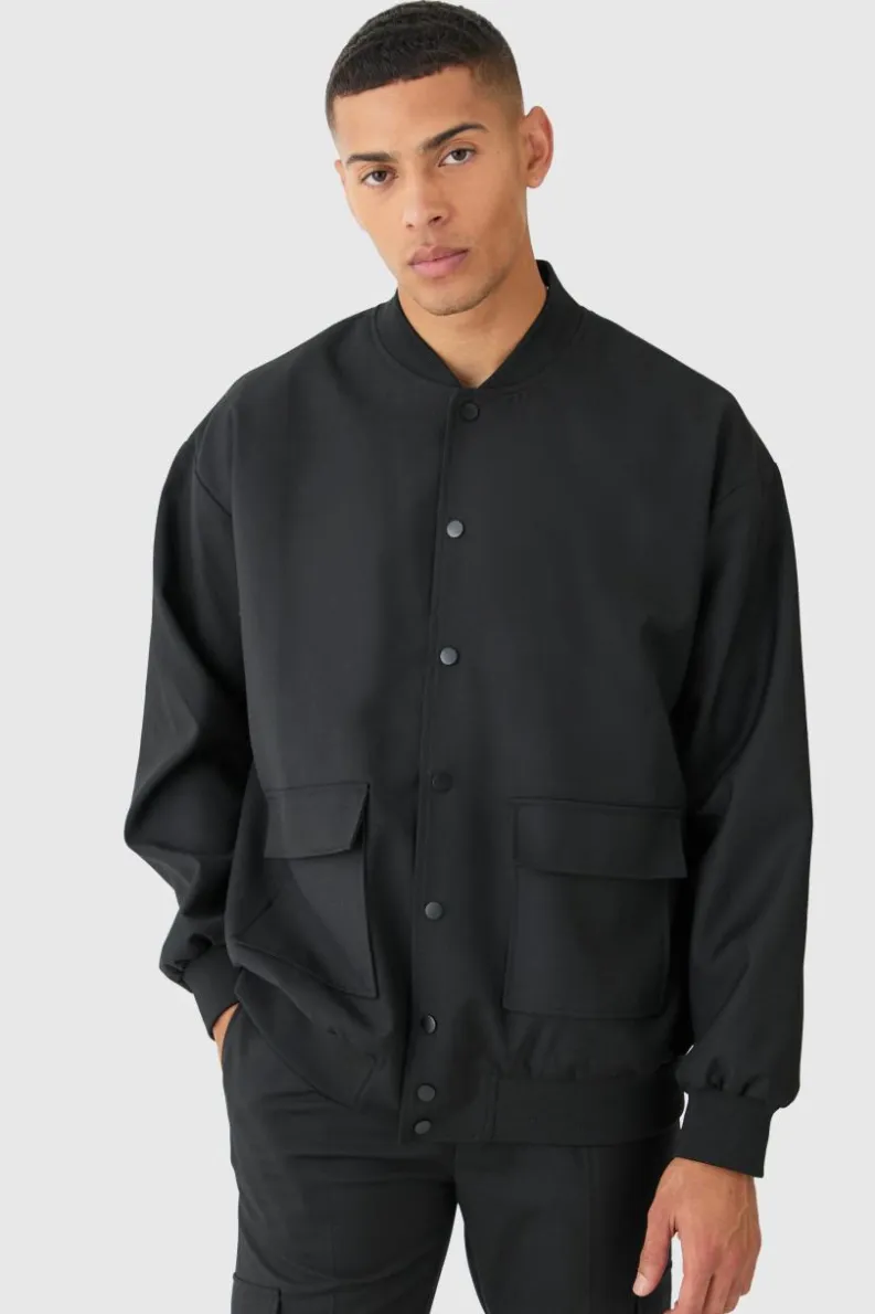 Sale boohoo Tailored Oversized Bomber Smart Set black