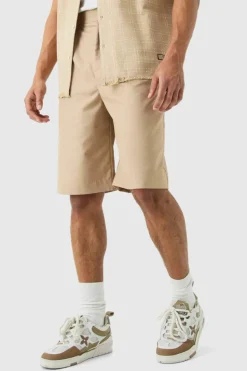 Flash Sale boohooMAN Tailored Pleated Front Jorts oatmeal