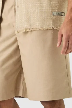 Flash Sale boohooMAN Tailored Pleated Front Jorts oatmeal
