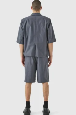 Shop boohooMAN Tailored Shorts charcoal