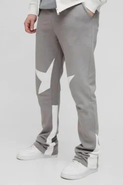 Cheap boohooMAN Tall Applique Slim Star Gusset Jogger charcoal