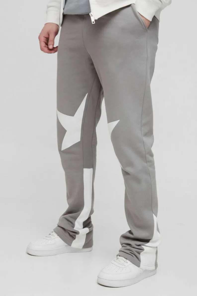 Cheap boohooMAN Tall Applique Slim Star Gusset Jogger charcoal