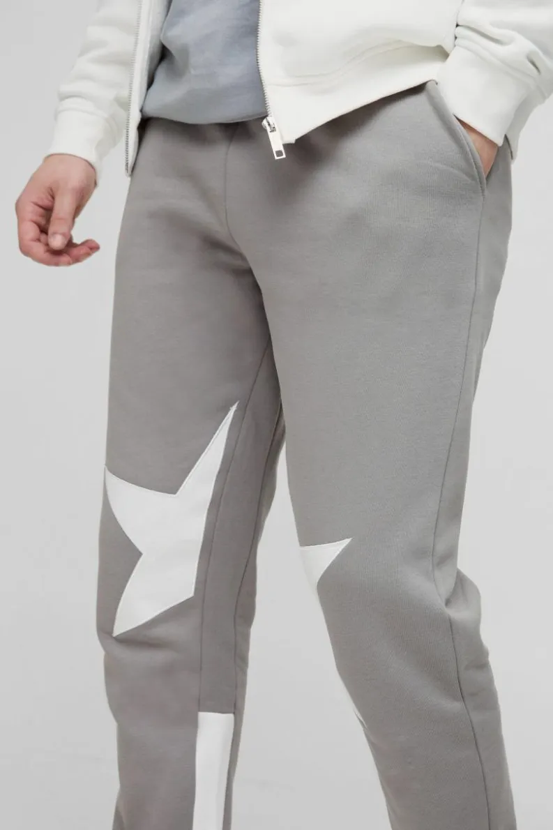 Cheap boohooMAN Tall Applique Slim Star Gusset Jogger charcoal
