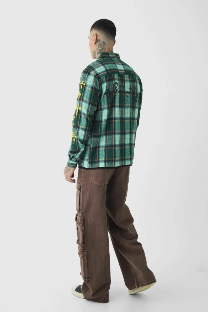 Discount boohooMAN Tall Baggy Fit Washed Multi Pocket Cargo Jeans chocolate