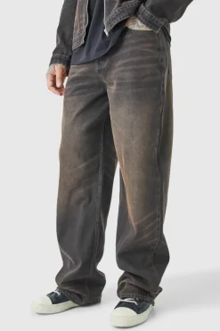 Cheap boohooMAN Tall Baggy Rigid Washed Jeans brown