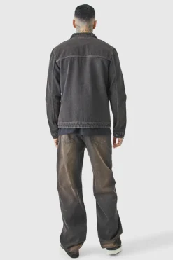 Cheap boohooMAN Tall Baggy Rigid Washed Jeans brown