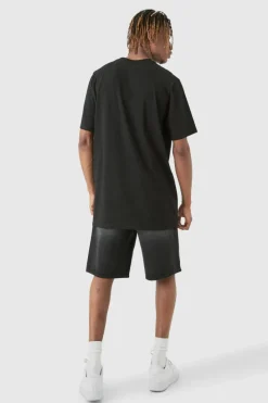 Shop boohooMAN Tall Basic Longline Crew Neck T-shirt black