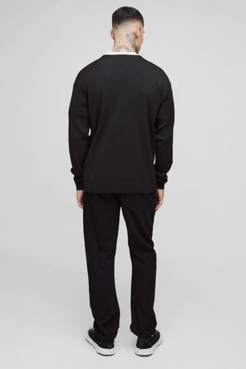 Best boohooMAN Tall Basic Regular Fit Cardigan in black