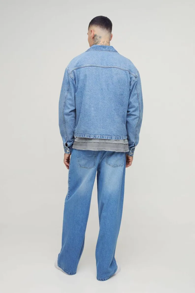 Flash Sale boohooMAN Tall Belted Baggy Fit Jeans light wash