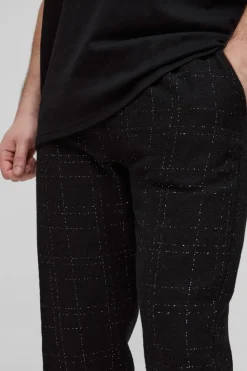 Best boohooMAN Tall Boucle Tapered Trousers black