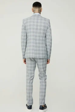 Best Sale boohoo Tall Checked Skinny Fit Suit grey