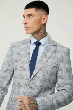 Best Sale boohoo Tall Checked Skinny Fit Suit grey