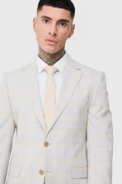 Best boohoo Tall Checked Skinny Fit Suit in stone