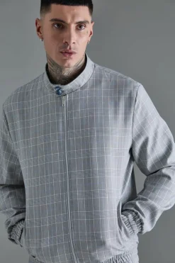 Outlet boohooMAN Tall Check Tailored Wide Leg Trousers grey