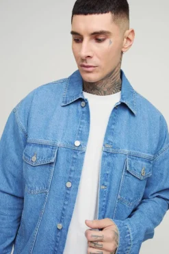 Flash Sale boohooMAN Tall Classic Oversized Denim Jacket light wash