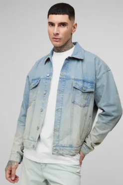 Cheap boohooMAN Tall Classic Oversized Denim Jacket stonewash