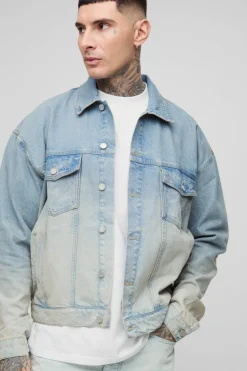 Cheap boohooMAN Tall Classic Oversized Denim Jacket stonewash
