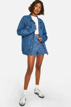 New boohoo Tall Denim Blue Oversized Jacket washed blue