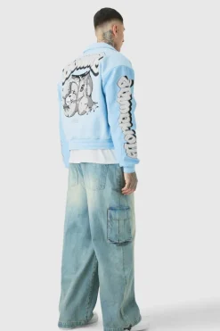 Fashion boohooMAN Tall Denim Cargo Parachute Jeans antique blue