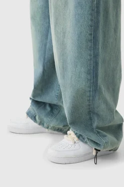 Hot boohooMAN Tall Denim Parachute Jeans antique blue