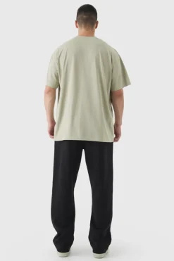New boohooMAN Tall Double Waistband Baggy Fit Jersey Bottoms In black