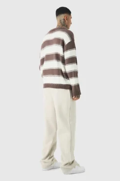 Clearance boohooMAN Tall Double Waistband Baggy Fit Jersey Bottoms In stone
