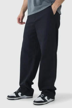 New boohooMAN Tall Drawcord Relaxed Fit Chino black