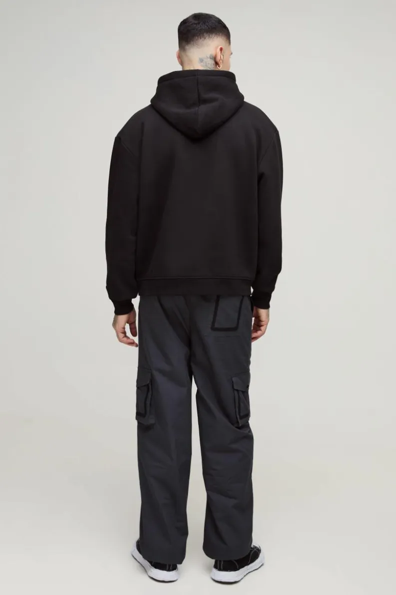 Fashion boohooMAN Tall Elasticated Relaxed Fit Ripstop Cargo Trouser charcoal