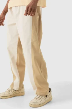 Outlet boohooMAN Tall Elasticated Waist Twill Crop Twisted Seam Washed Trouser taupe