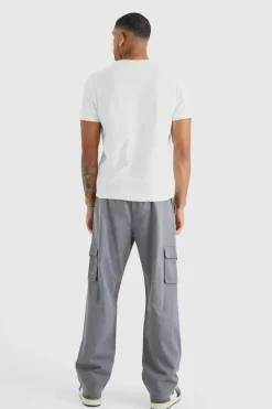 New boohooMAN Tall Elastic Waist Relaxed Fit Buckle Cargo Jogger slate
