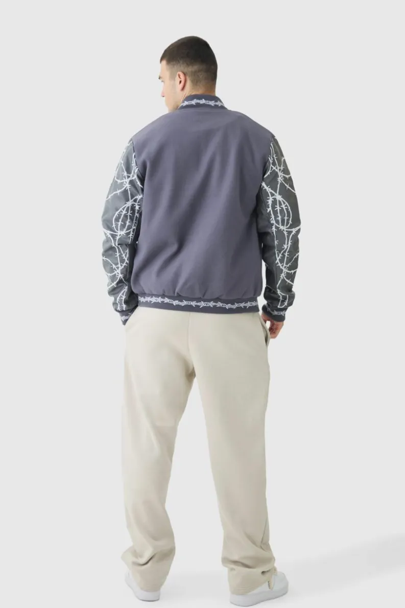 Best Sale boohooMAN Tall Gothic Applique Bomber Jacket grey