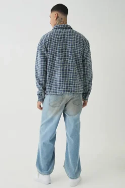 Discount boohooMAN Tall Heavy Weight Boucle Shacket blue