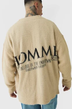 Best boohooMAN Tall Homme Fluffy Knit Cardigan ecru