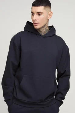 Best boohooMAN Tall Interlock Boxy Oversized Hoodie black