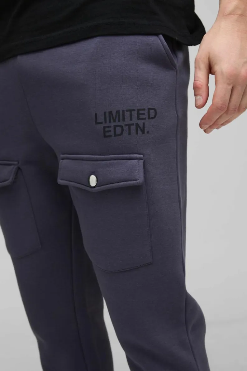 Cheap boohooMAN Tall Limited Slim Flare Cargo Gusset Jogger purple