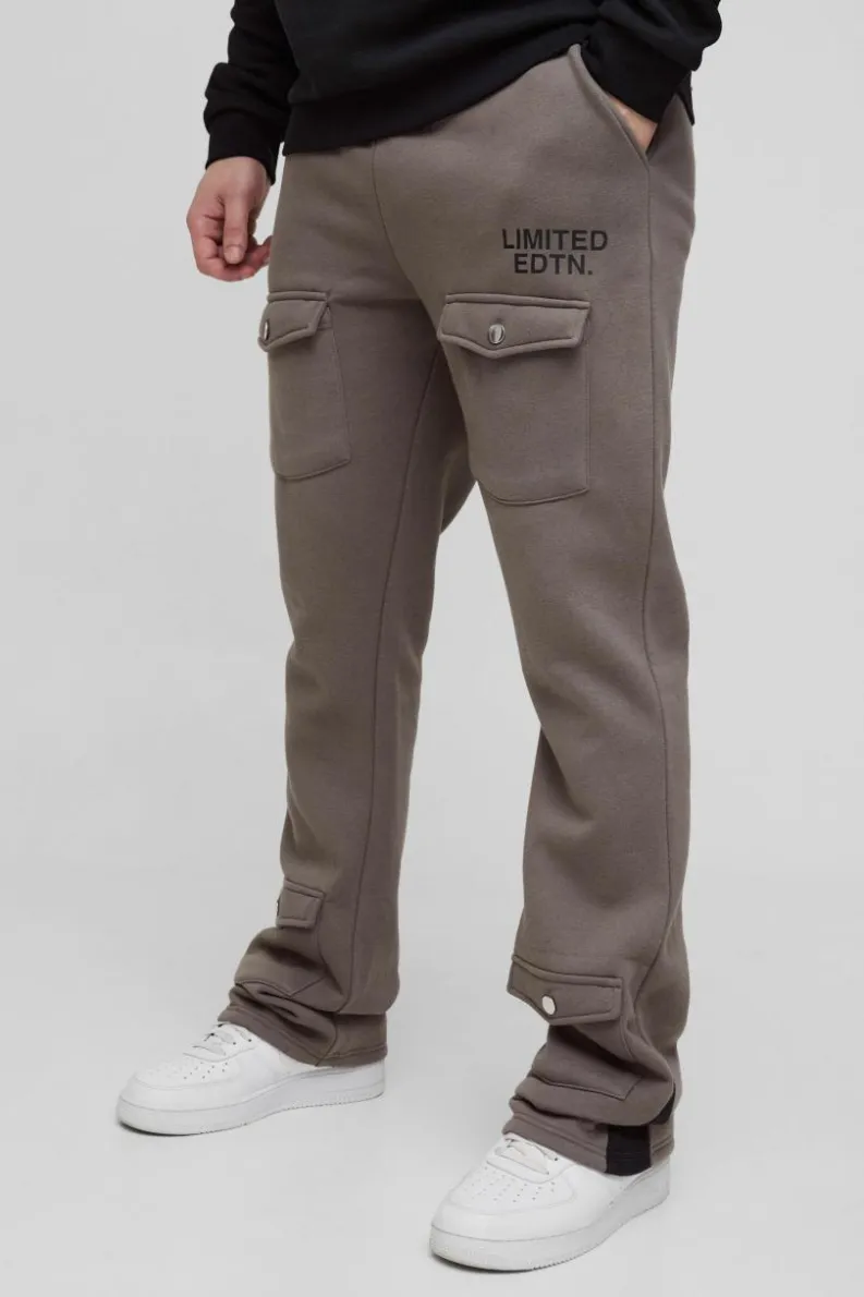 Clearance boohooMAN Tall Limited Slim Flare Cargo Gusset Jogger charcoal