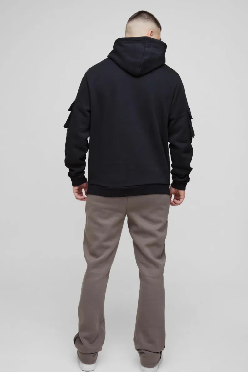 Clearance boohooMAN Tall Limited Slim Flare Cargo Gusset Jogger charcoal