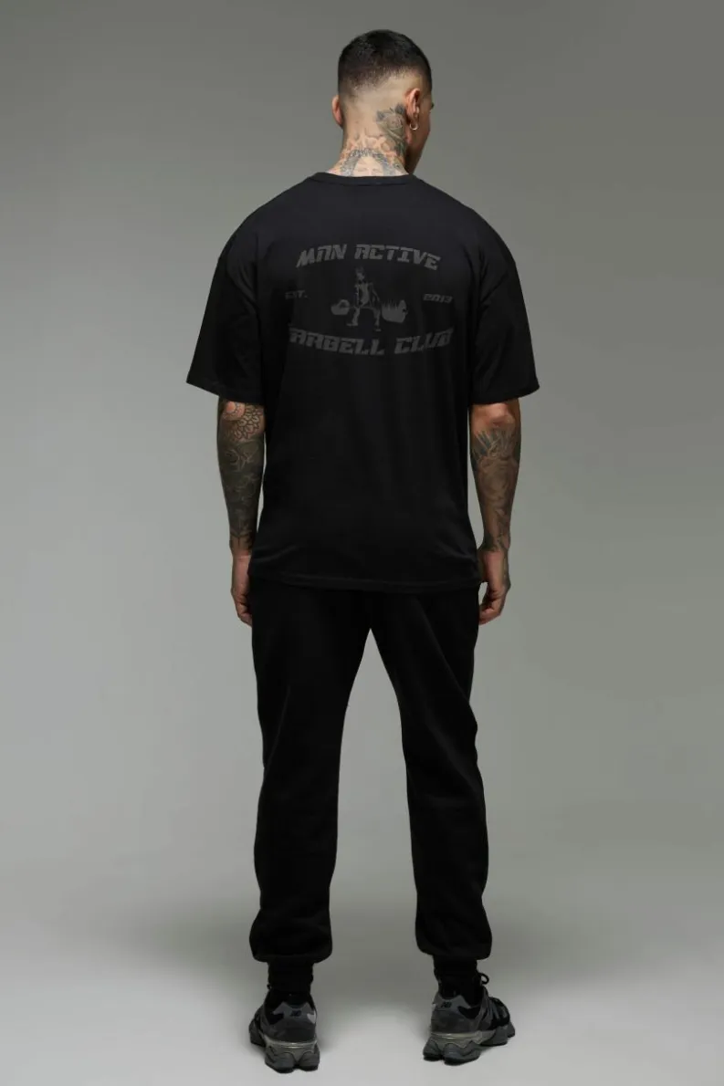 Hot boohooMAN Tall Man Active Barbell Club Oversized T-shirt black