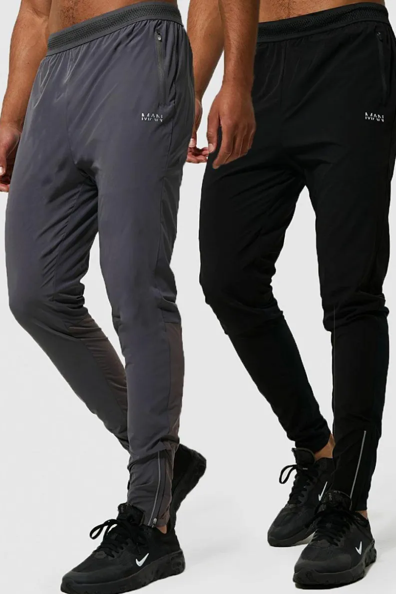 Best boohooMAN Tall Man Active Gym 2 Pack Lightweight Tapered Jogger black