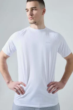 Outlet boohooMAN Tall Man Active Gym Raglan Regular Fit T-shirt white