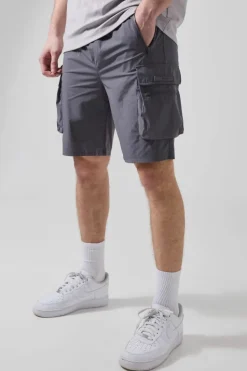 New boohooMAN Tall Man Active Lightweight Regular Fit 5inch Cargo Shorts charcoal
