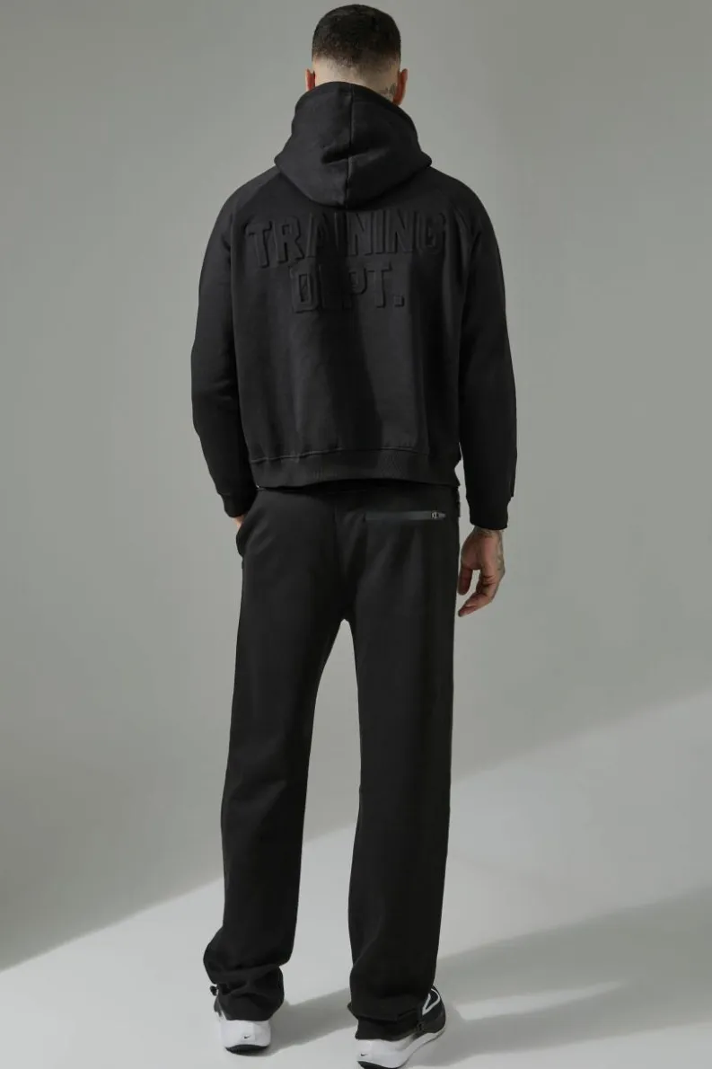 Cheap boohooMAN Tall Man Active Pro Fleece Relaxed Fit Adjustable Joggers black