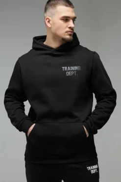 New boohooMAN Tall Man Active Training Dept. Hoodie black