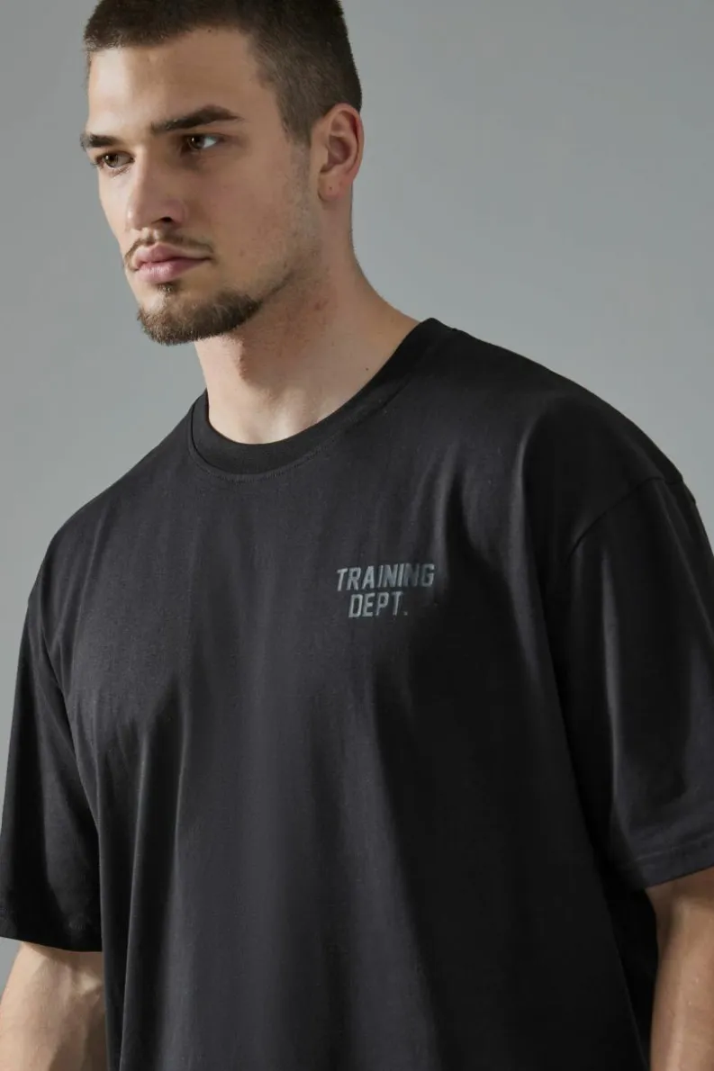 Cheap boohooMAN Tall Man Active Training Dept Embossed Oversized T-shirt black