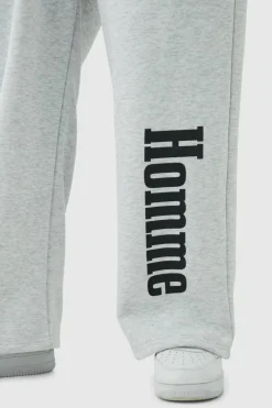 Hot boohooMAN Tall Motorsport Wide Leg Joggers grey marl